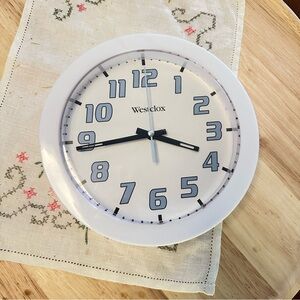 Westclox White & Light Blue Wall Clock | 7.5” Diameter